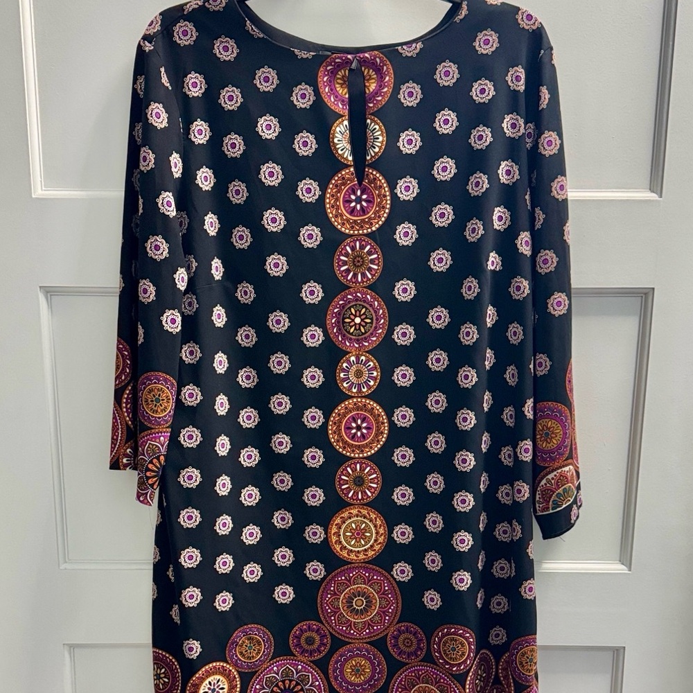 Nicole by Nicole Miller Black and Purple Long Sleeve Dress